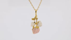 Black Hills Gold Diamond Cut Leaf & Grapevine Cluster Drop Pendant in 10K Yellow Gold front view