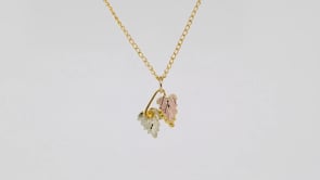Black Hills Gold Double Leaf & Grapevine Pendant in 10K Yellow Gold front view