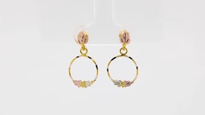 Black Hills Gold Diamond Cut Dangle Circle Earrings in 10K Yellow Gold front view