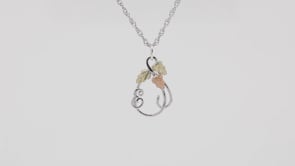 Black Hills Gold Initial Letter E & Vine Pendant in Sterling Silver front view