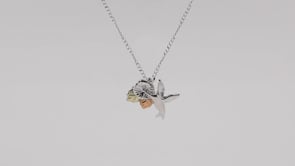 Black Hills Gold Hummingbird & Flower Pendant in Sterling Silver front view