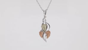 Black Hills Gold Diamond Cut Elongated Grapevine Cluster Pendant in Sterling Silver front view
