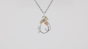 Black Hills Gold Initial Letter J & Vine Pendant in Sterling Silver front view
