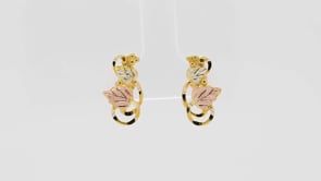 Black Hills Gold Pink & Green Leaf Grapevine Drop Earrings in 10K Yellow Gold front view