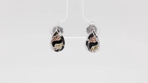 Black Hills Gold Pear Onyx & Leaf Earrings in Sterling Silver front view