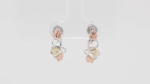 Black Hills Gold Leaf & Grapevine Drop Earrings in Sterling Silver front view