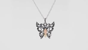 Black Hills Gold Oxidized Butterfly Pendant in Sterling Silver front view