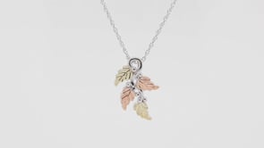 Black Hills Gold Leaf & Grapevine Pendant in Sterling Silver front view