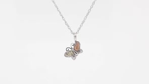 Black Hills Gold Butterfly Pendant & Earring Set in Sterling Silver side profile