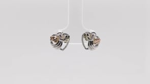 Black Hills Gold Pink & Green Leaf Winged Angel Heart Earrings in Sterling Silver front view