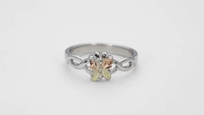 Black Hills Gold Butterfly Twist Ring in Sterling Silver close-up detail