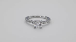 Designed With Love 3/8 ct. tw. Diamond Pave Round Semi-Mount Engagement Ring in 14K White Gold close-up detail