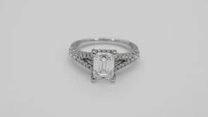 Adamante 2-3/4 ct. tw. Lab-Grown Emerald Cut Diamond Split Shank Engagement Ring in 14K White Gold full view