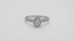 Brilliantly Yours 1/2 ct. Oval Diamond Engagement Ring with 1/4 ct. Diamond Halo & Band in 14K White Gold close-up detail