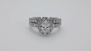 Adamante 3 ct. tw. Lab-Grown Oval Diamond Halo Wedding Set in 14K White Gold side profile