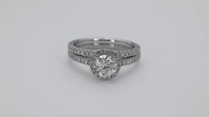 Noventa 1-1/2 ct. tw. Round Brilliant Diamond Halo Wedding Set in 14K White Gold - RB-8997-A78 W4 side profile