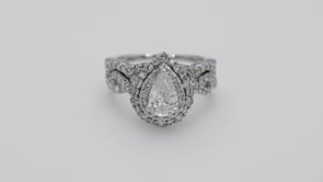 Amaura Collection 2 ct. tw. Pear-Shaped Double Halo Diamond Wedding Set with Twist Band in 14K White Gold full view