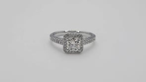 Canadian Rocks 1-1/5 ct. tw. Ideal Square Diamond Halo Engagment Ring with Pave Diamond Band in 14K White Gold side profile