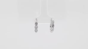 Diamond 1 ct. tw. 3-Stone Hoop Earrings in 10K White Gold front view