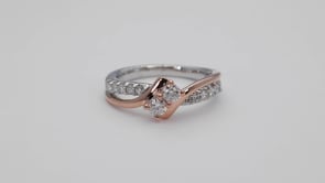 2BeLoved 1/2 ct. tw. 2-Stone Diamond Anniversary Ring in 10K Two-Tone White and Pink Gold close-up detail