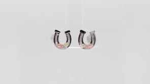 Black Hills Gold Double Leaf Horseshoe Earrings in Sterling Silver front view