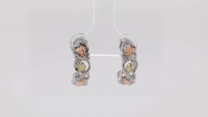 Black Hills Gold Vine & Leaf J Hoop Earrings in Sterling Silver front view