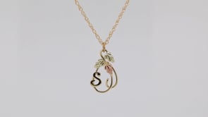 Black Hills Gold Hanging Vine with Leaves Initial Letter S Pendant in 10K Yellow Gold front view
