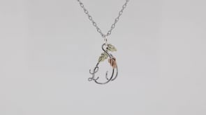 Black Hills Gold Initial Letter L & Vine Pendant in Sterling Silver front view