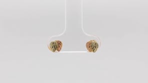 Black Hills Gold Pink & Green Leaf Stud Earrings in 10K Yellow Gold front view