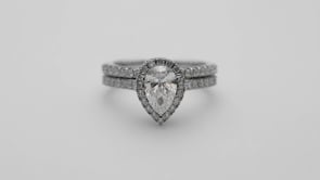 Adamante 1-3/4 ct. tw. Lab-Grown Pear Diamond Halo Wedding Set in 14K White Gold front view