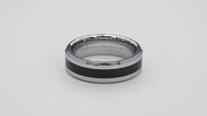 Benchmark 7mm Cobalt Ring with Beveled Edge & Black Ceramic Center Stripe close-up detail