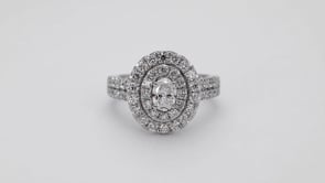 Adamante 2 ct. tw. Lab-Grown Engagement Ring with a 1/2 ct. Oval Cut Diamond Center in 10K White Gold side profile
