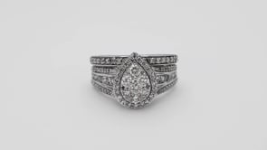 Fairytale Diamonds 1-1/2 ct. tw. Diamond Pear-Shaped Cluster Multirow Wedding Set in 10K White Gold full view