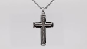 Men's 1/5 ct. tw. Diamond Cross Pendant in Sterling Silver front view