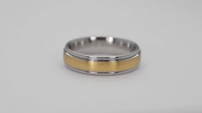 Benchmark Men's 6.0mm Wedding Band with Brushed Center in 14K Yellow and White Gold close-up detail