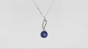 Created Alexandrite and .06 ct. tw. Diamond Fashion Pendant in 10K White Gold front view