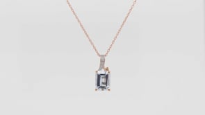 Emerald Cut Aquamarine & Diamond Accent Pendant in 10K Pink Gold front view