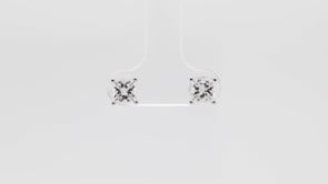Adamante 1-1/2 ct. tw. Lab-Grown Princess Cut Diamond Solitaire Earrings in 14K White Gold close-up detail