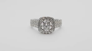 Adamante 3 ct. tw. Lab-Grown Round Diamond Halo Engagement Ring in 14K White Gold close-up detail