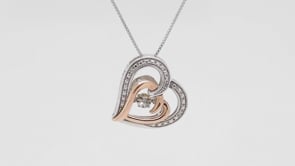 Twinkling Diamond Accent Heart Pendant in 10K Pink Gold and Sterling Silver front view