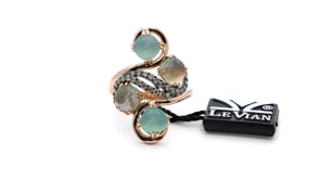 Le Vian Peacock Aquaprase & 1/3 ct. tw. Chocolate Diamond Ring in 14K Strawberry Gold front view