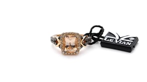 Le Vian Chocolatier Cushion Peach Morganite, Bubble Gum Pink Sapphire & 3/8 ct. tw. Vanilla & Chocolate Diamond front view