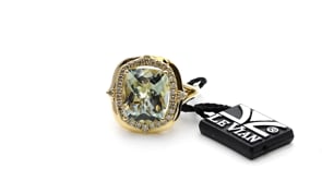 Le Vian Cushion Mint Julep Quartz & 3/4 ct. tw. Nude Diamond Halo Ring in 14K Honey Gold front view