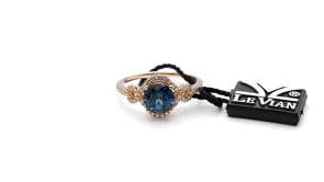 Le Vian Deep Sea Blue Topaz & 1/5 ct. tw. Vanilla Diamond Twist Ring in 14K Strawberry Gold front view