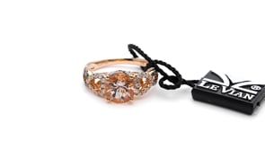 Le Vian Chocolatier Morganite & 1/3 ct. tw. Chocolate & Vanilla Diamond Ring in 14K Strawberry Gold front view