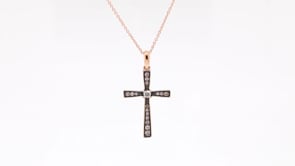 Le Vian Chocolatier 1/5 ct. tw. Vanilla & Chocolate Diamond Cross Pendant in 14K Strawberry Gold front view