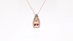 Le Vian Chocolatier Cushion Peach Morganite, Bubble Gum Pink Sapphire & 1/4 ct. tw. Vanilla & Chocolate Diamond front view