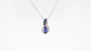Le Vian Blueberry Sapphire & 1/10 ct. tw. Vanilla Diamond Halo Twist Pendant in 14K Vanilla Gold front view
