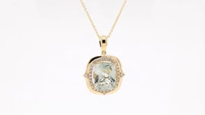 Le Vian Creme Brulee Cushion Mint Julep Quartz & 1/3 ct. tw. Nude Diamond Halo Ring in 14K Honey Gold front view