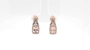 Le Vian Chocolatier Cushion Peach Morganite, Bubble Gum Pink Sapphire & 1/3 ct. tw. Chocolate & Vanilla Diamond front view